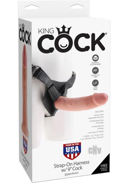 King Cock Strap On Harness 9 inches Cock Beige Sex Toy Product