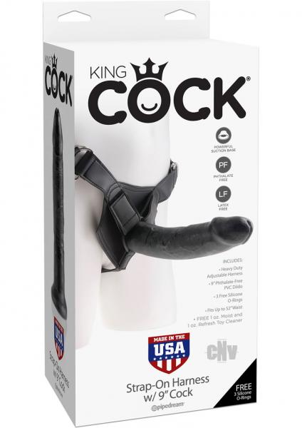 King Cock Strap On Harness 9 inches Cock Black Sex Toy Product
