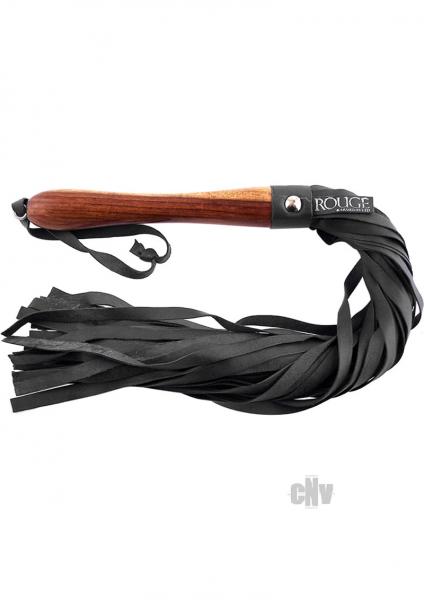 Rouge Leather Flogger Wooden Handle Black Sex Toy Product