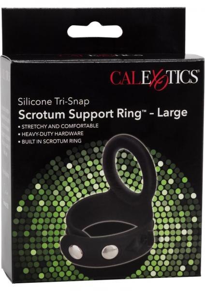 Silicone Tri Snap Scrotum Support Ring Large Black Sex Toy Product