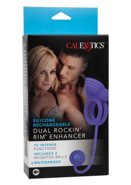 Dual Rockin Rim Enhancer Purple Vibrating Cock Ring Sex Toy Product