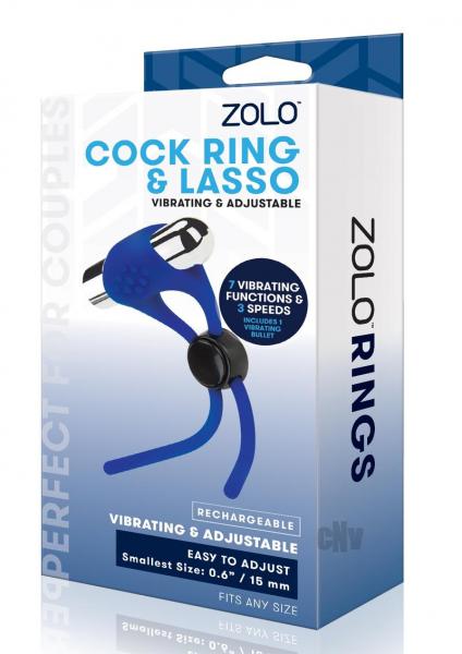 Zolo Rechargeable Adjust Cock Ring Navy Sex Toy Product