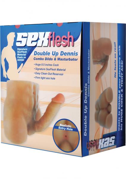 Double Up Dennis Dildo And Ass Masturbator Beige	 Sex Toy Product