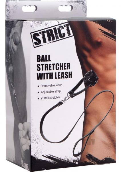 Ball Stretcher With Leash Black Leather Sex Toy Product