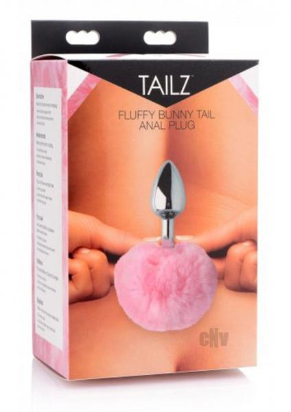 Fluffy Bunny Tail Anal Metal Butt Plug Pink Sex Toy Product