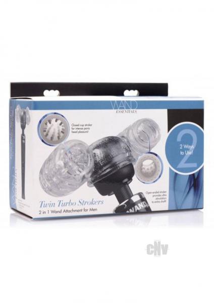 Wand Essentials Twin Turbo Stroker Attachment Clear Sex Toy Product