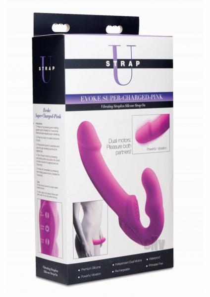 Evoke Super Charged Vibrating Strapless Strap On Pink Sex Toy Product