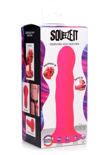 Squeeze-It Squeezable Wavy Dildo Pink Sex Toy Product