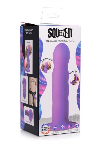 Squeeze-It Squeezable Wavy Dildo Purple Sex Toy Product