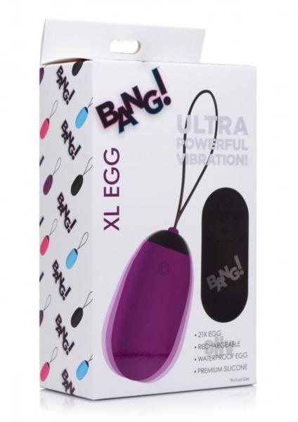 Bang XL Silicone Vibrating Egg Purple Sex Toy Product