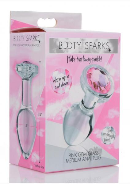 Booty Sparks Pink Gem Glass Anal Plug Md Sex Toy Product
