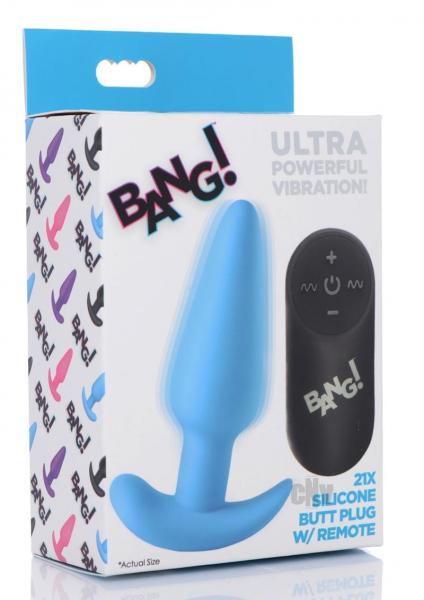 Bang 21x Vibe Butt Plug W/remote Blue Sex Toy Product