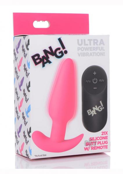 Bang 21x Vibe Butt Plug W/remote Pink Sex Toy Product