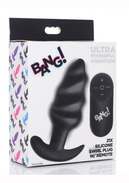 Bang 21x Vibe Swirl Plug W/remote Black Sex Toy Product