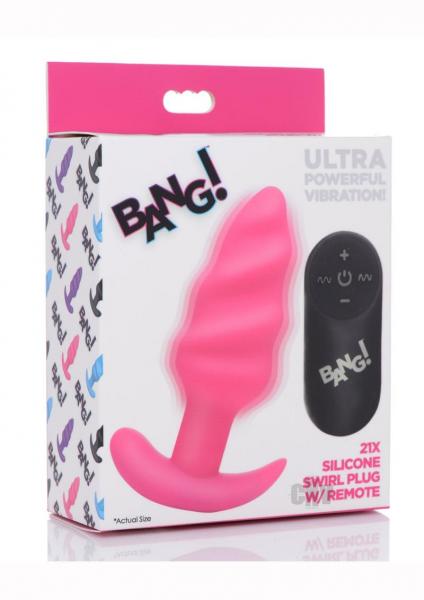Bang 21x Vibe Swirl Plug W/remote Pink Sex Toy Product