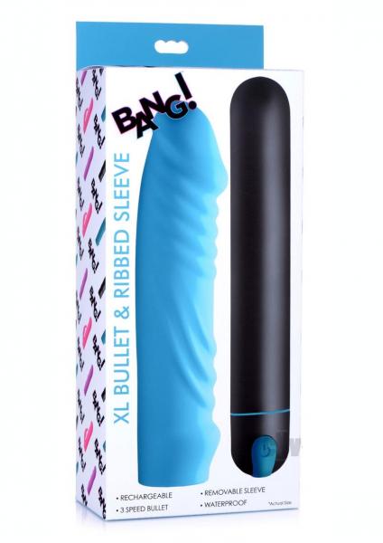 Bang Xl Bullet And Ribbed Sleeve Blue Sex Toy Product
