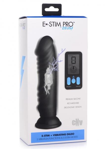 Zeus Vibe And Estim Dildo W/remote Black Sex Toy Product