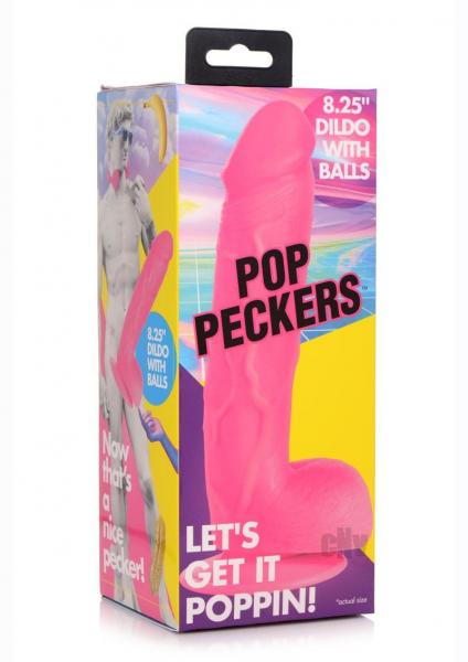 Pop Peckers Dildo W/balls 8.25 Pink Sex Toy Product