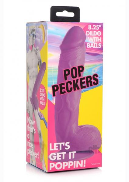 Pop Peckers Dildo W/balls 8.25 Purple Sex Toy Product