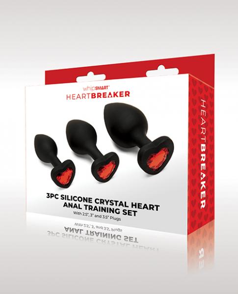 Whipsmart Heartbreaker 3 Pc Crystal Heart Anal Training Set - Black/red Sex Toy Product
