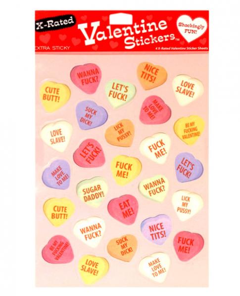 4 X-Rated Valentine Sticker Sheets 27 Stickers Per Sheet  Sex Toy Product