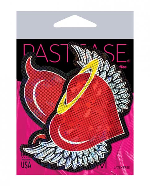 Pastease Angel & Devil Glitter Heart - Red O/s Sex Toy Product