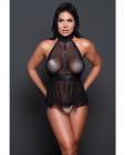 Adore Be My Baby Sheer Mesh Harness Babydoll & Open Panty Black O/s Sex Toy Product