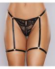Adore Say It With Garters Lace Thong Black O/s Sex Toy Product