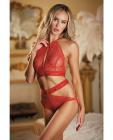 Allure Lace Halter Top & Backless Panty Red O/s Sex Toy Product