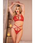 Allure Margot Lace Bralette & Crotchless Panty Red O/s Sex Toy Product