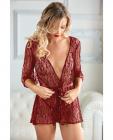 Allure Valentina Leopard Lace Robe & G-string Ruby O/s Sex Toy Product