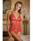 Allure Lace Peek A Boo Chemise & Ouverte G-string Red O/s Sex Toy Product