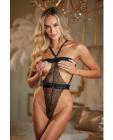 Allure Cup Less Open Back Lace Teddy Black O/s Sex Toy Product