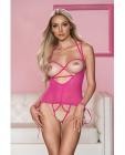 Allure Angelina Sheer Mesh Under Bust Teddy Hot Pink L/xl Sex Toy Product