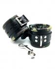 Sensual Sin Leather Padded Wrist Cuffs Camo Piping Sex Toy Product