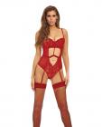 Bombshell Boudoir Strap Overlay Teddy Red Sm Sex Toy Product