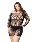 Beverly Hills Naughty Girl Long Sleeve Diamond Mesh Dress Black Qn Sex Toy Product
