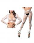 Beverly Hills Naughty Girl Crotchless Mixed Hole Leggings White O/s Sex Toy Product