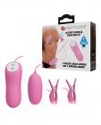 Pretty Love Electric Shock Vibro Nipple Clamps & Bullet - Pink Sex Toy Product