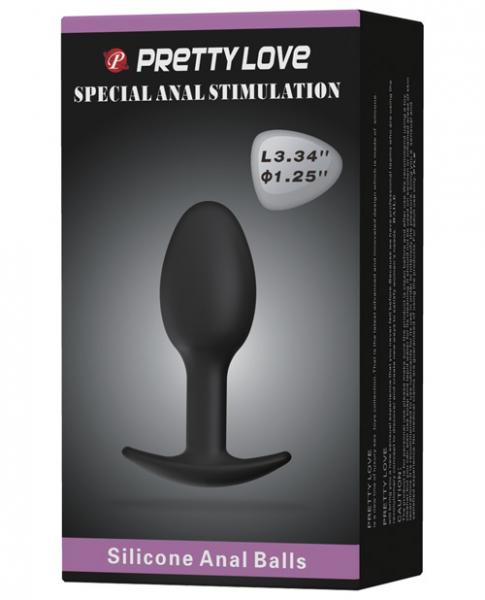 Pretty Love 3.34 inches Silicone Anal Plug with Ball Black Sex Toy Product