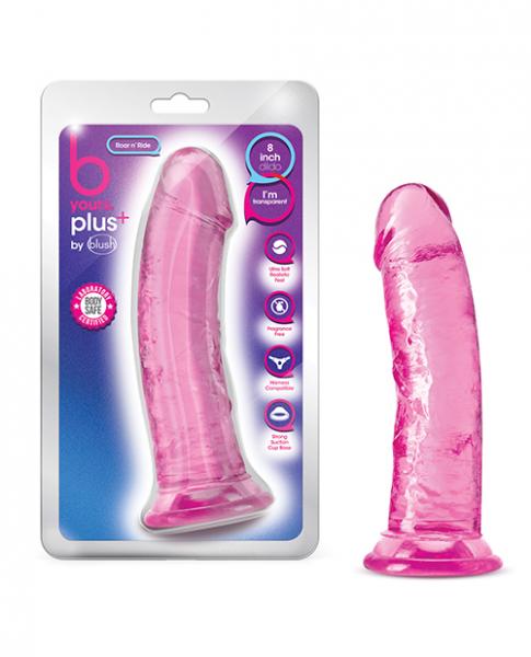 Blush B Yours Plus 8" Roar N Ride Dildo - Pink Sex Toy Product