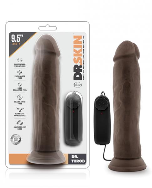 Dr. Skin Dr. Throb 9.5 Inches Vibrating Cock Suction Cup Brown Sex Toy Product