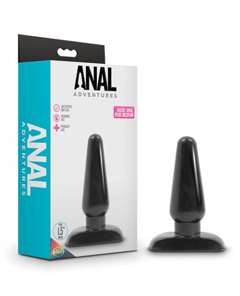 Blush Anal Adventures Basic Anal Plug - Medium Black Sex Toy Product