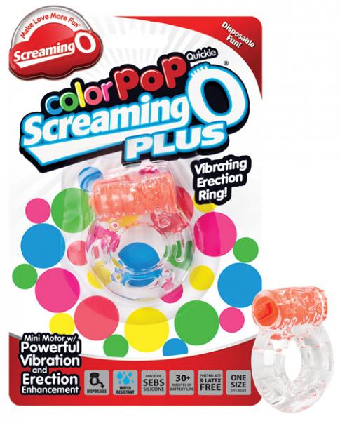 Color Pop Quickie Plus Screaming O Vibrating Ring Orange Sex Toy Product