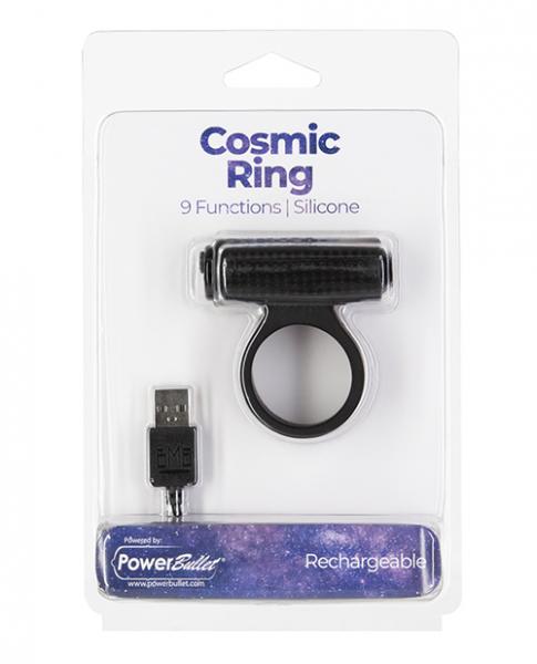 Cosmic Cock Ring W/rechargeable Bullet - 9 Functions Black Sex Toy Product