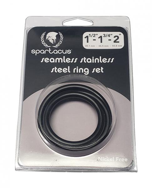 Spartacus Seamless Stainless Steel C-ring - Black Pack Of 3 Sex Toy Product