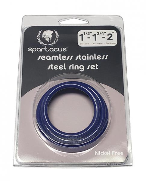 Spartacus Seamless Stainless Steel C-ring - Blue Pack Of 3 Sex Toy Product