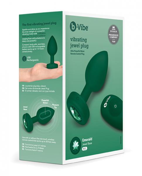 B-vibe Remote Control Vibrating Jewel Plug (m/l) - Emerald Green Sex Toy Product