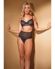 Striped Mesh Bra & High Waist Thong Black Sm Sex Toy Product