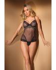 Striped Mesh & Hip Panel Teddy Black Lg Sex Toy Product